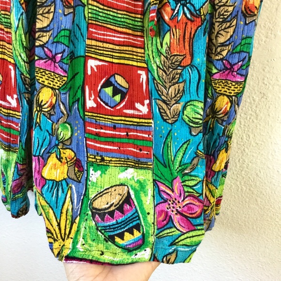 Baileyb Vtg Tropical Rainbow Collared Dress Sz S - Picture 6 of 8